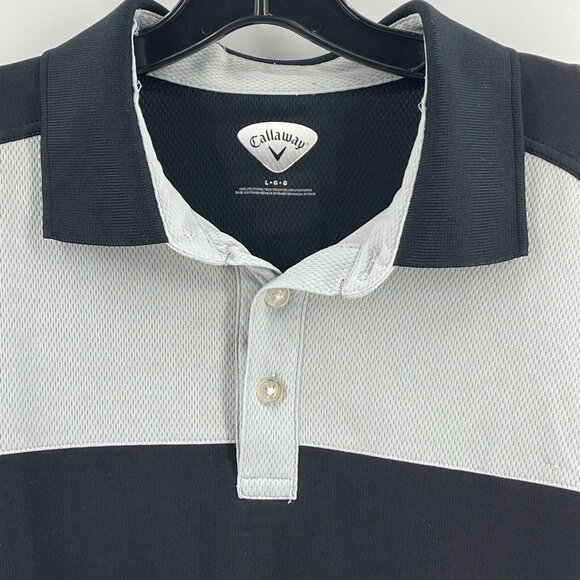 Callaway Men's Golf Polo Shirt Collared Black Gray Large Preppy Opti Dry - Picture 2 of 9